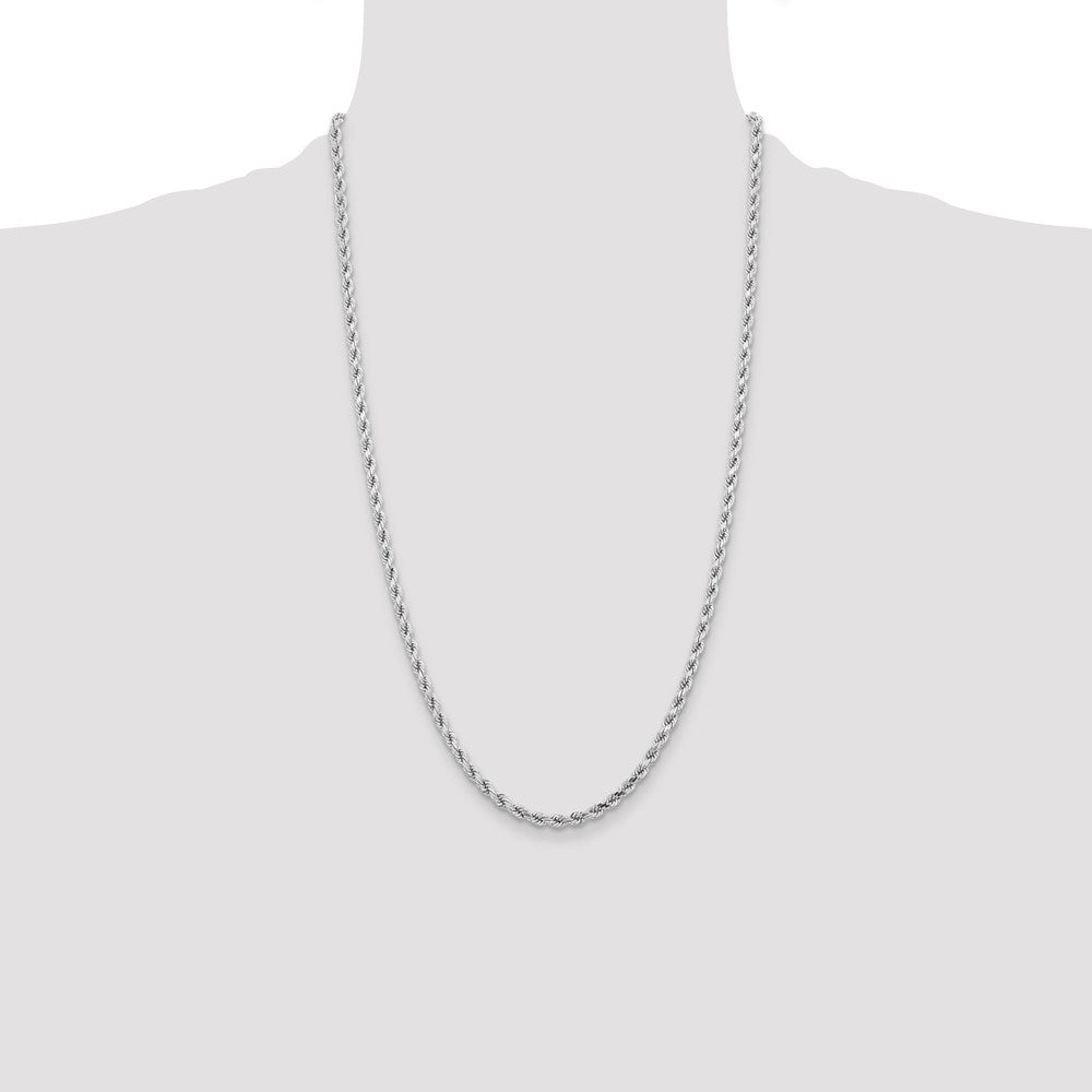 14k White Gold 4.25 mm Diamond-cut Rope with Lobster Clasp Chain (27.89 grams)