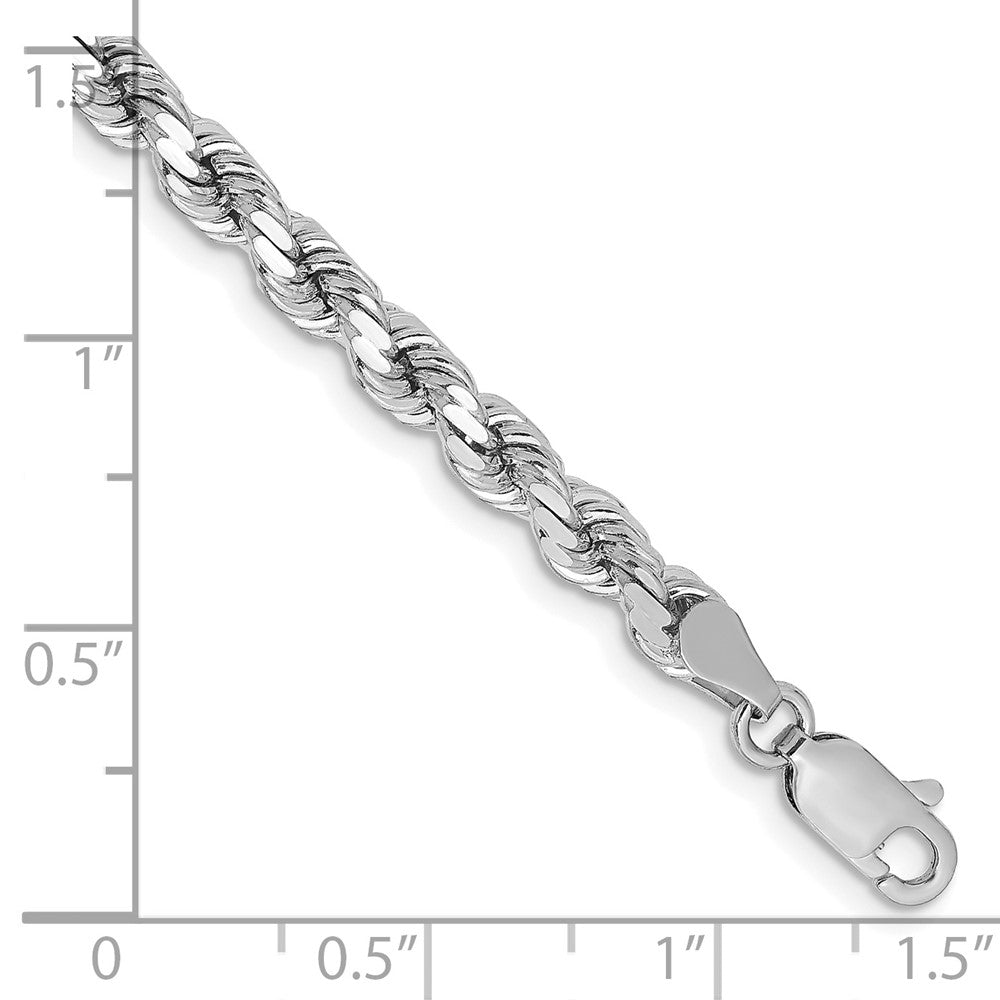 14k White Gold 4.25 mm Diamond-cut Rope with Lobster Clasp Bracelet (10.35 grams)