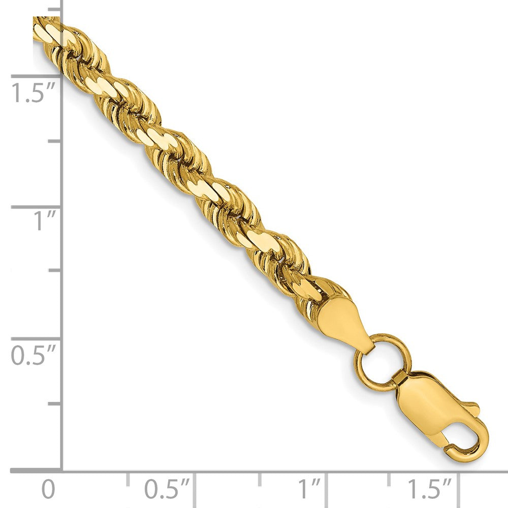 14k Yellow Gold 4.5 mm Diamond-cut Rope with Lobster Clasp Bracelet (12.47 grams)