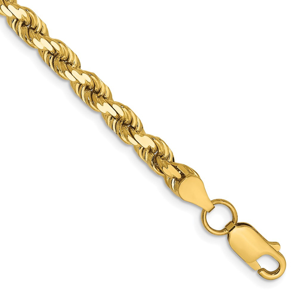 14k Yellow Gold 4.5 mm Diamond-cut Rope with Lobster Clasp Bracelet (12.47 grams)