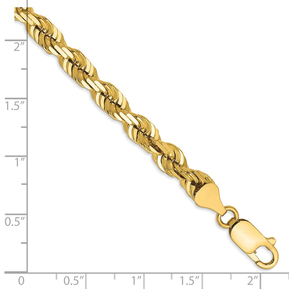 14k Yellow Gold 5.5 mm Diamond-cut Rope with Lobster Clasp Bracelet (17.44 grams)