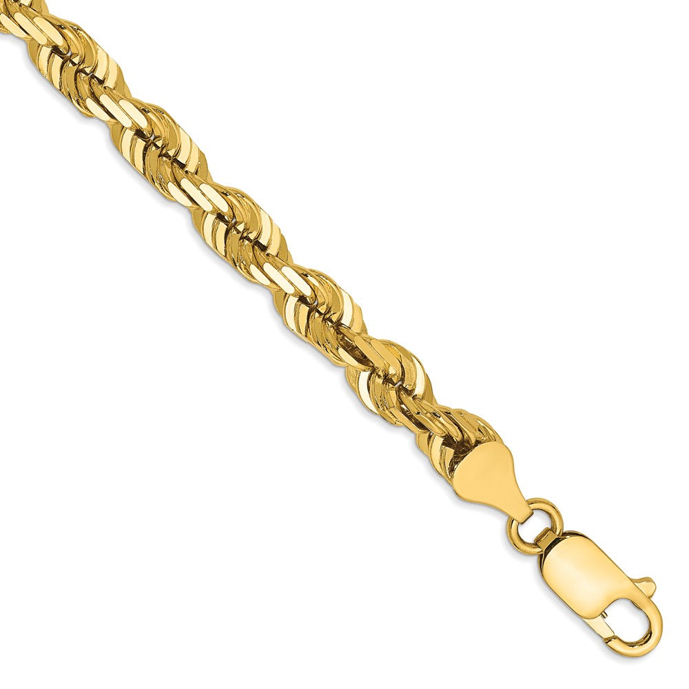 14k Yellow Gold 5.5 mm Diamond-cut Rope with Lobster Clasp Bracelet (17.44 grams)