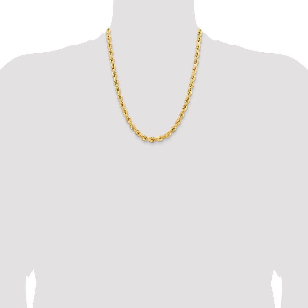 14k Yellow Gold 6.5 mm Diamond-cut Rope with Fancy Lobster Clasp Chain (73.43 grams)