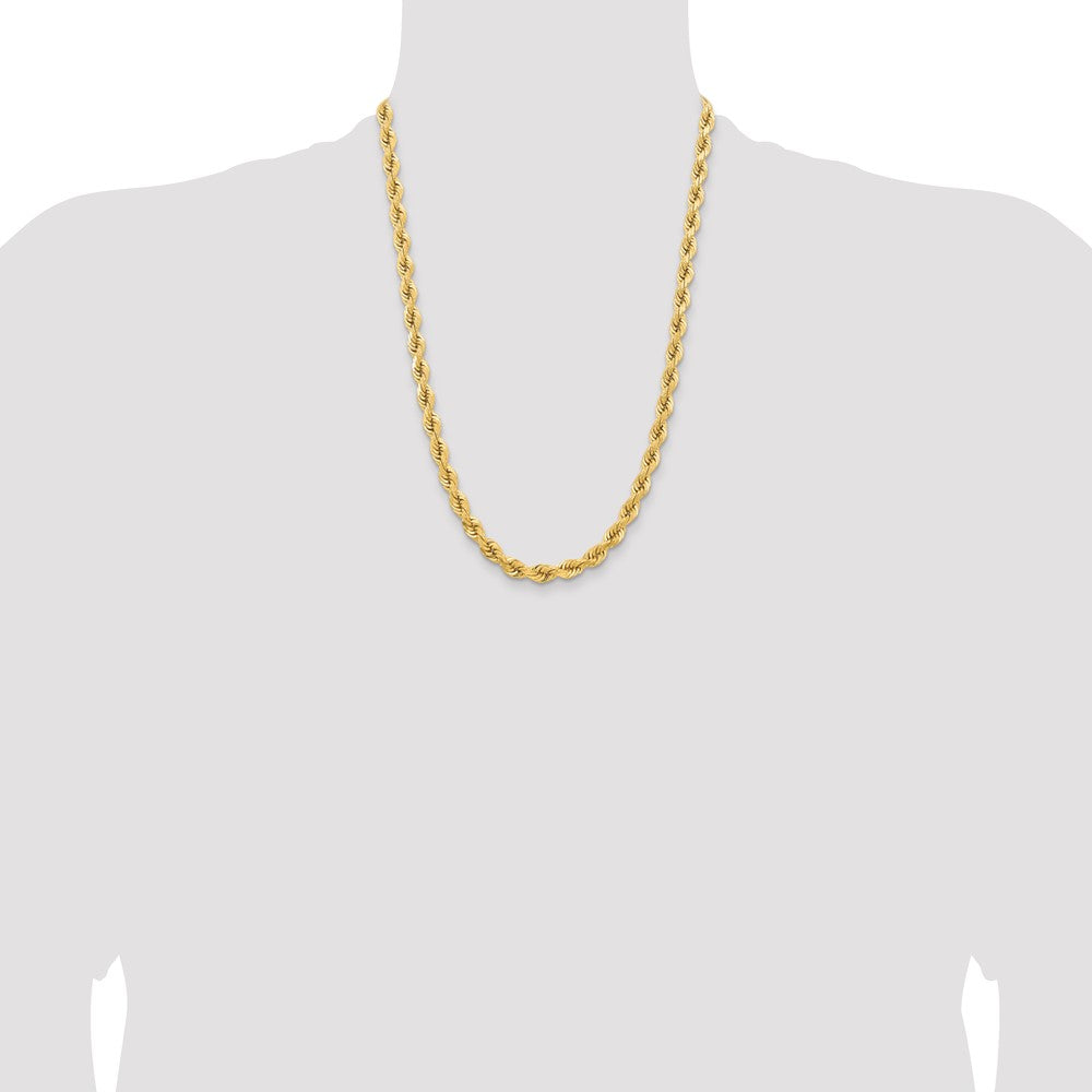 14k Yellow Gold 6.5 mm Diamond-cut Rope with Fancy Lobster Clasp Chain (73.43 grams)