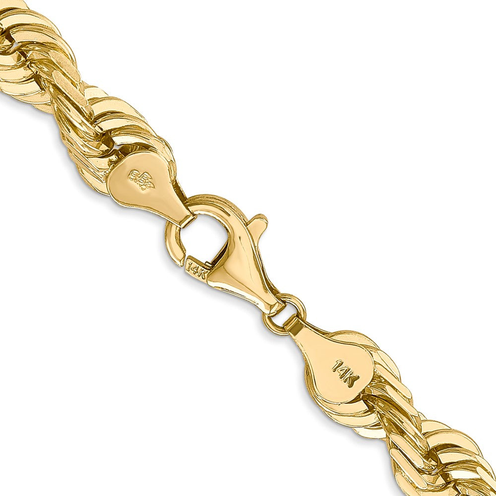 14k Yellow Gold 7 mm Diamond-cut Rope with Fancy Lobster Clasp Chain (84.82 grams)