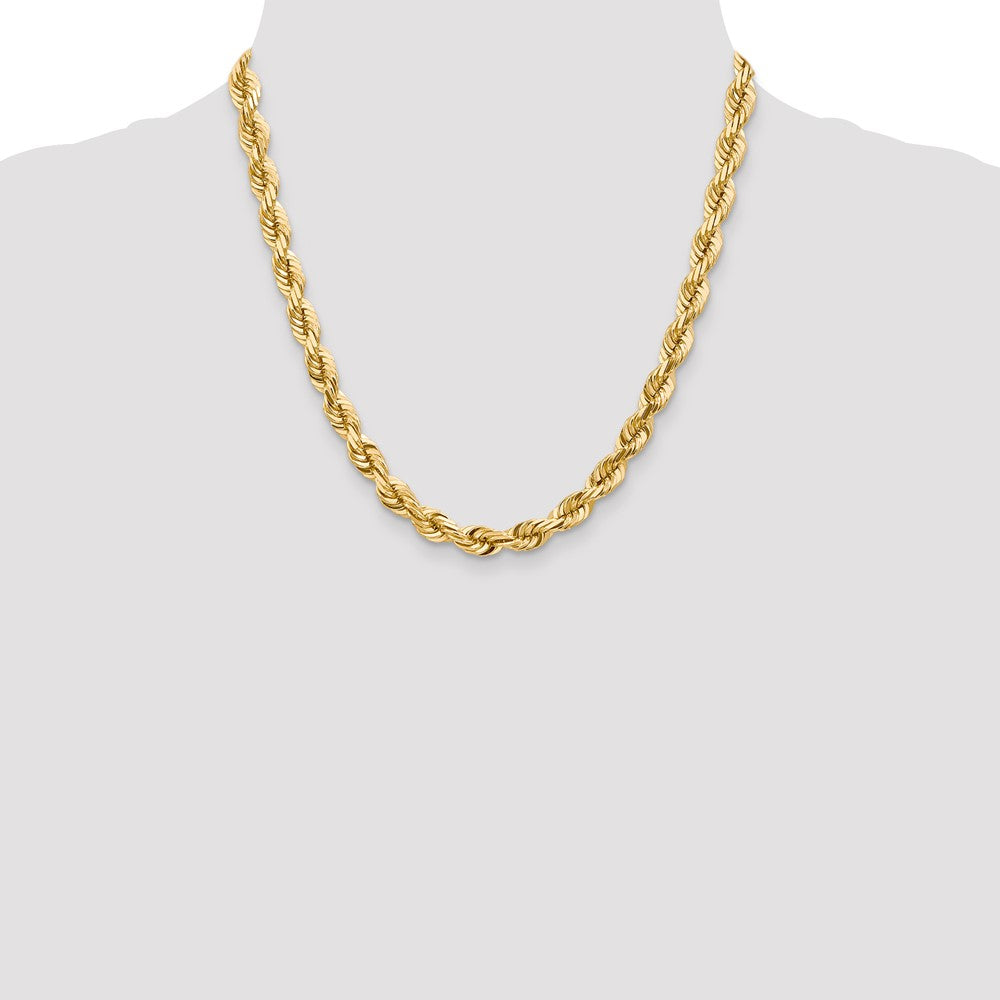 14k Yellow Gold 7 mm Diamond-cut Rope with Fancy Lobster Clasp Chain (84.82 grams)