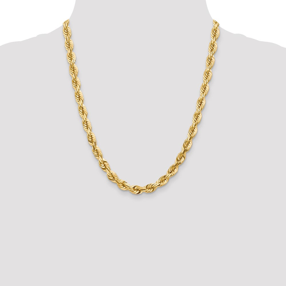 14k Yellow Gold 7 mm Diamond-cut Rope with Fancy Lobster Clasp Chain (84.82 grams)