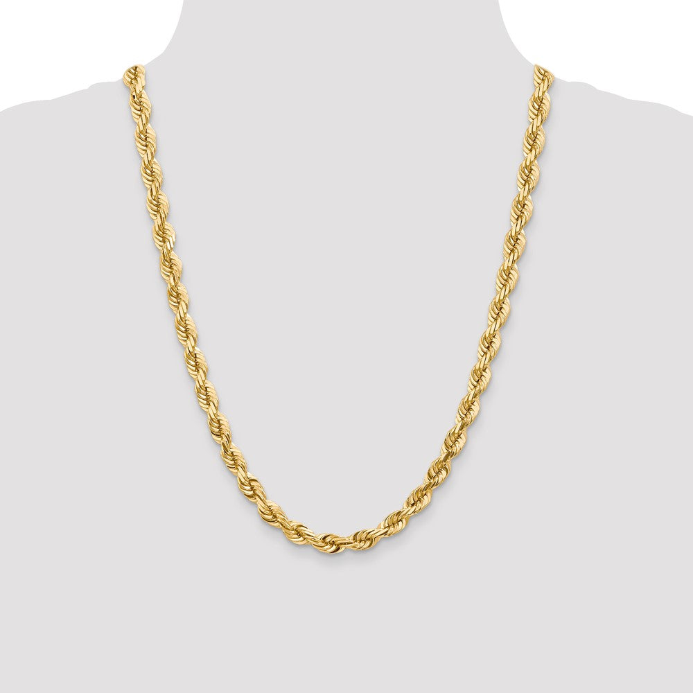14k Yellow Gold 7 mm Diamond-cut Rope with Fancy Lobster Clasp Chain (84.82 grams)