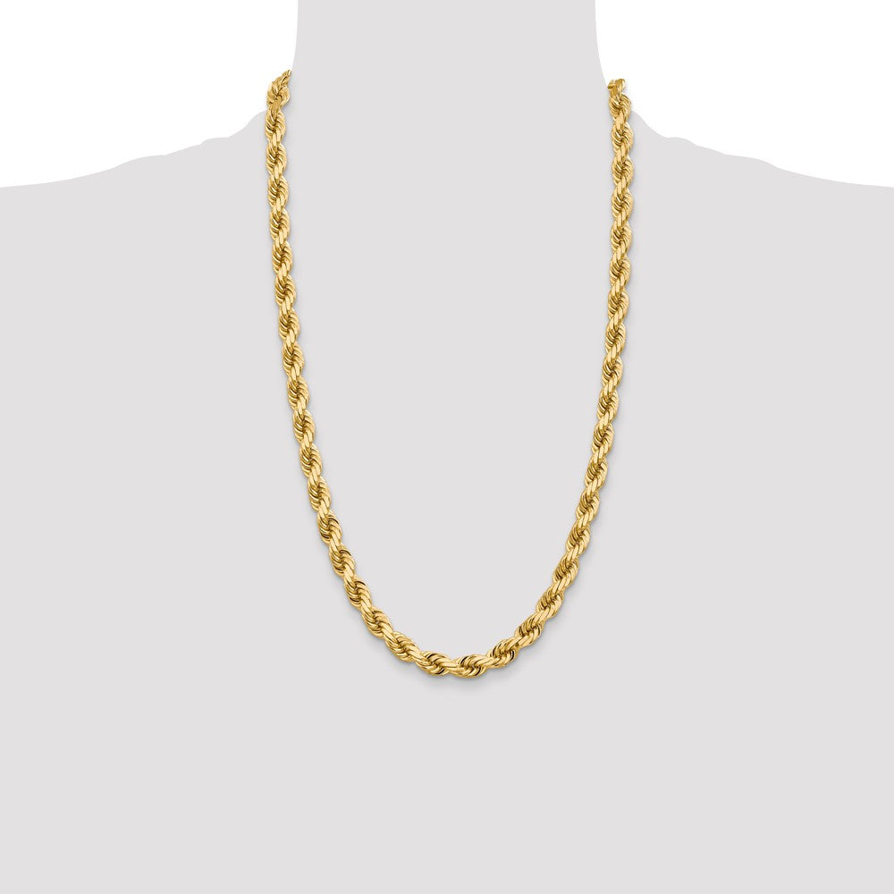 14k Yellow Gold 7 mm Diamond-cut Rope with Fancy Lobster Clasp Chain (84.82 grams)