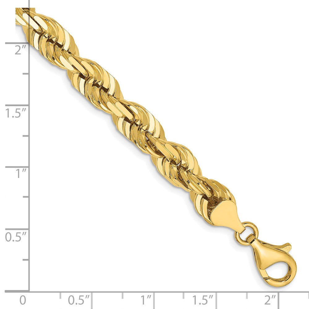 14k Yellow Gold 7 mm Diamond-cut Rope with Fancy Lobster Clasp Bracelet (37.1 grams)