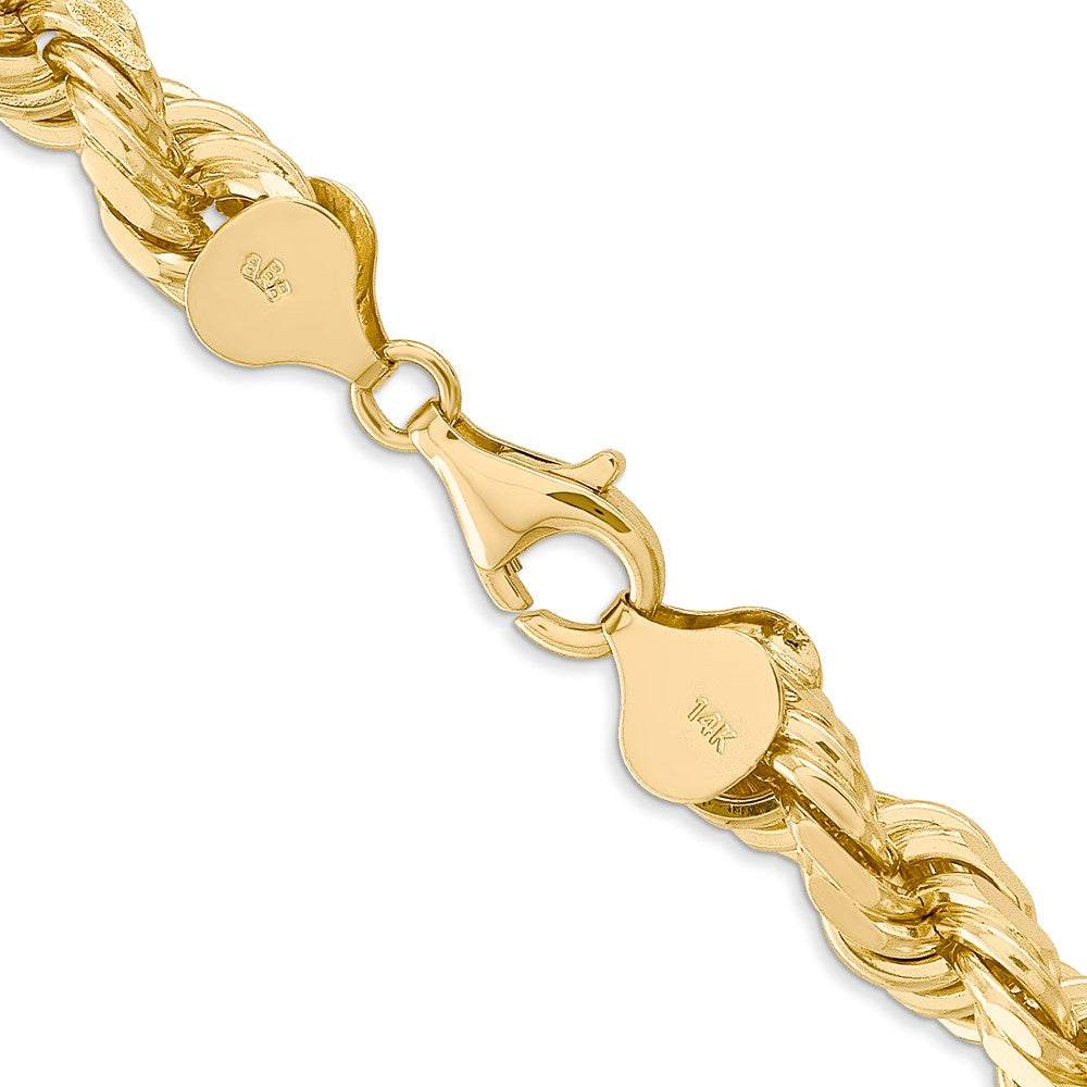 14k Yellow Gold 8 mm Diamond-cut Rope with Fancy Lobster Clasp Chain (104.66 grams)