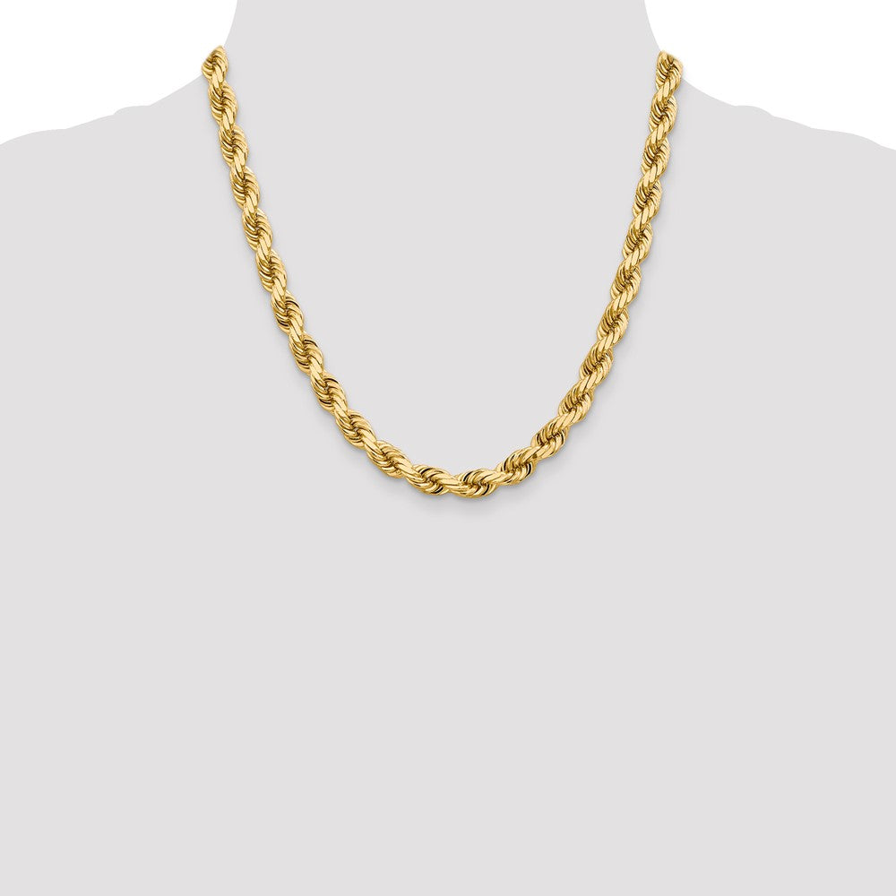 14k Yellow Gold 8 mm Diamond-cut Rope with Fancy Lobster Clasp Chain (104.66 grams)