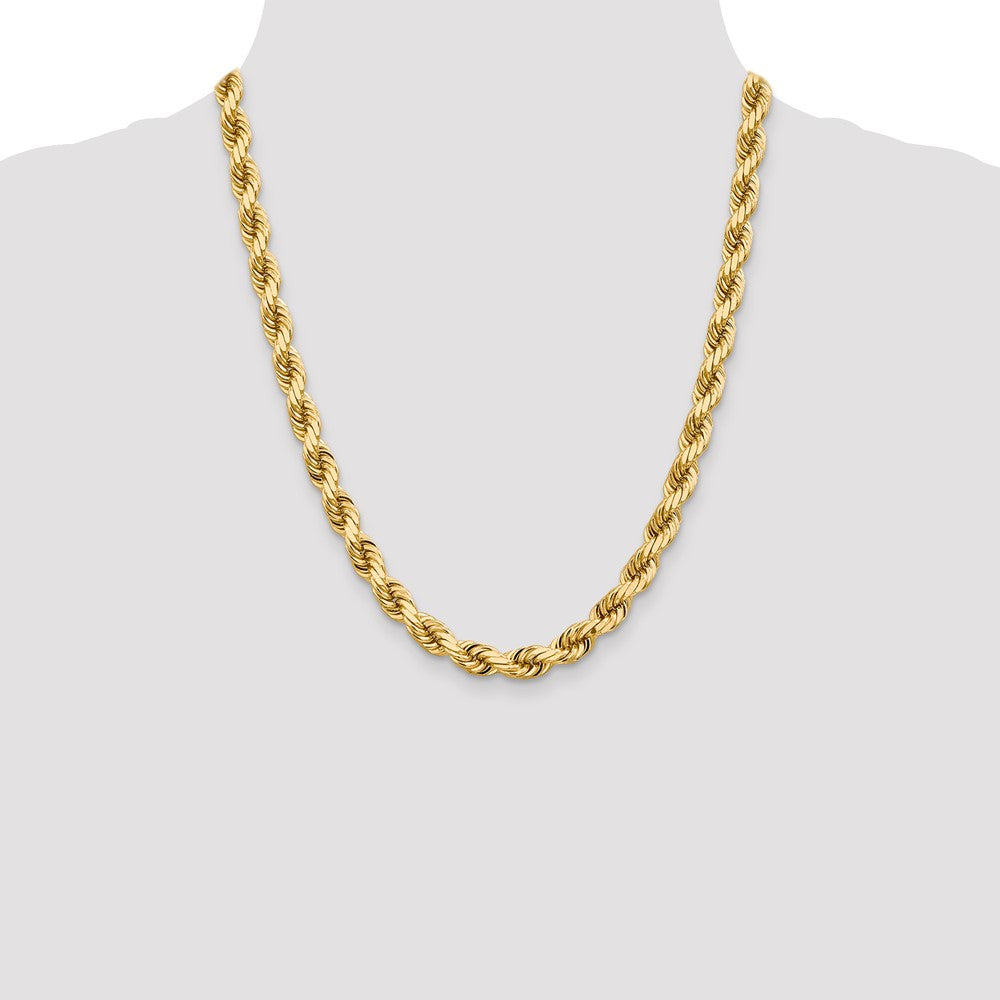 14k Yellow Gold 8 mm Diamond-cut Rope with Fancy Lobster Clasp Chain (104.66 grams)