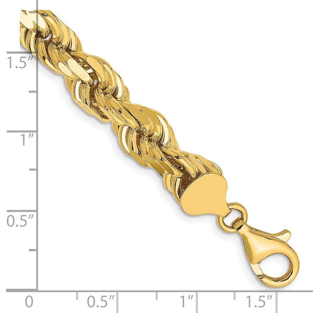 14k Yellow Gold 8 mm Diamond-cut Rope with Fancy Lobster Clasp Bracelet (45.29 grams)