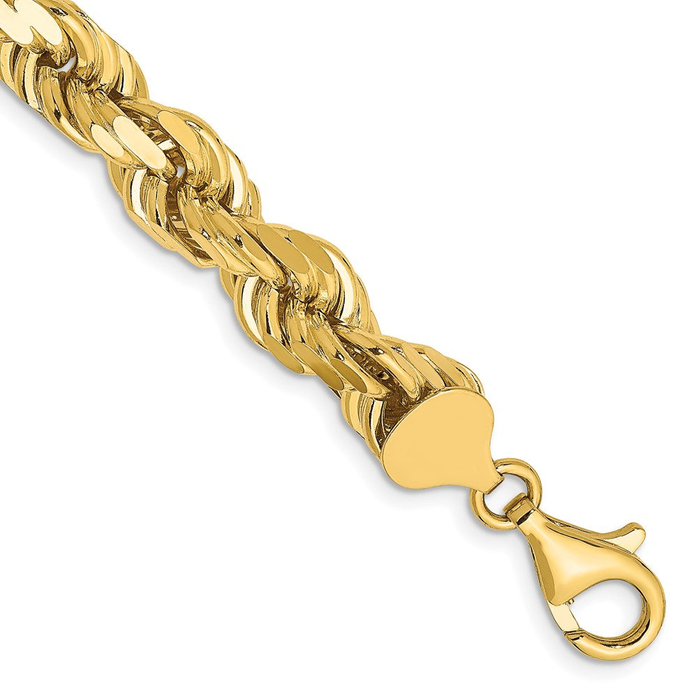 14k Yellow Gold 8 mm Diamond-cut Rope with Fancy Lobster Clasp Bracelet (45.29 grams)