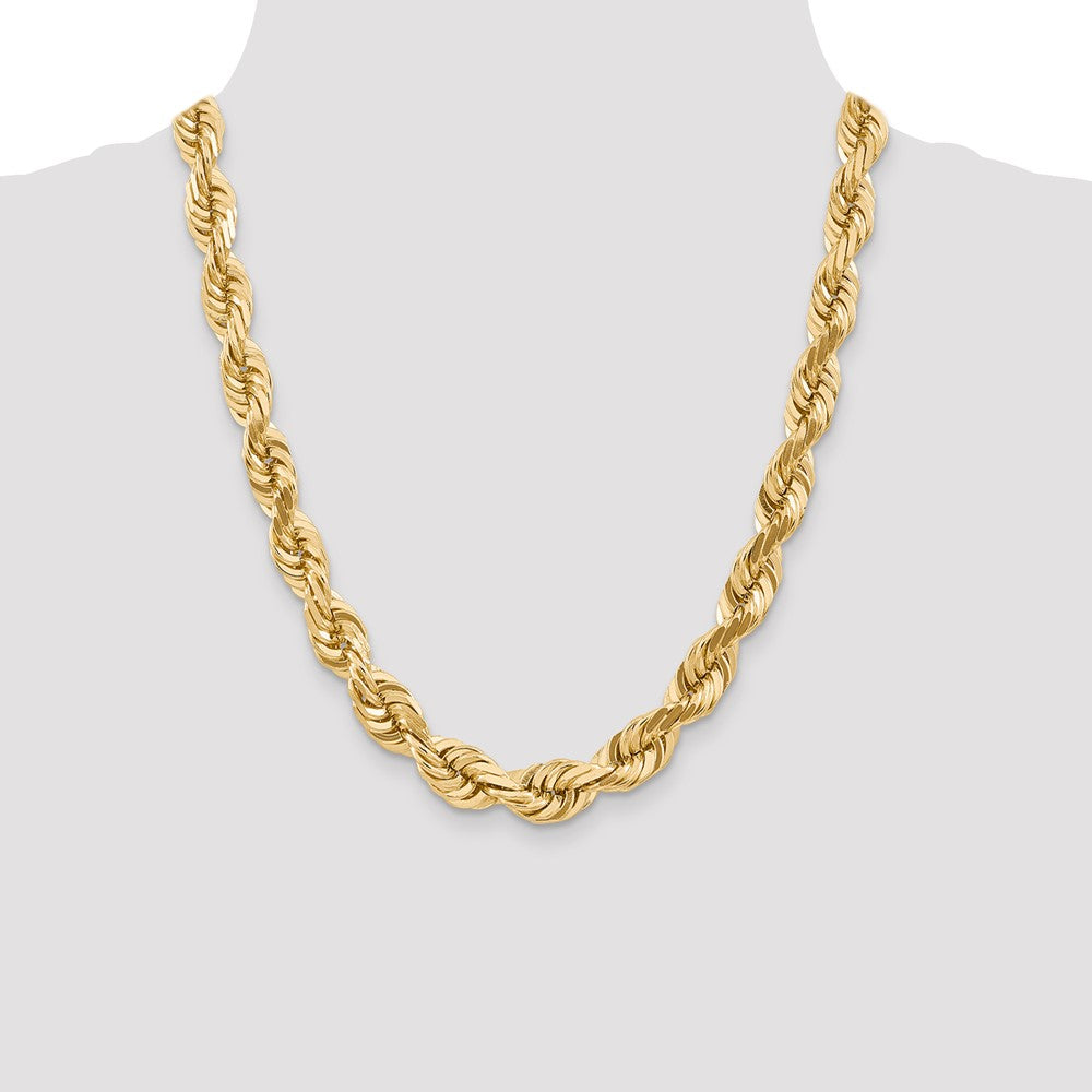 14k Yellow Gold 10 mm Diamond-cut Rope with Fancy Lobster Clasp Chain (154.29 grams)