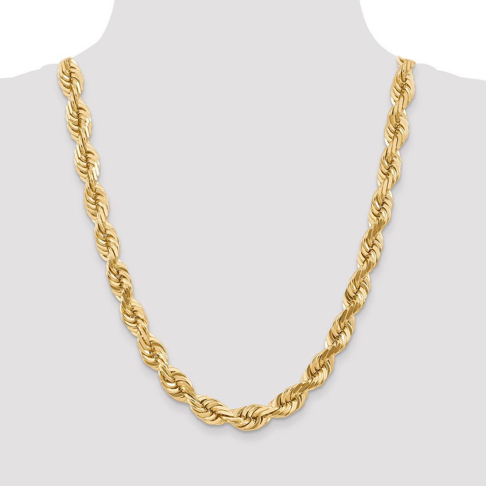 14k Yellow Gold 10 mm Diamond-cut Rope with Fancy Lobster Clasp Chain (154.29 grams)