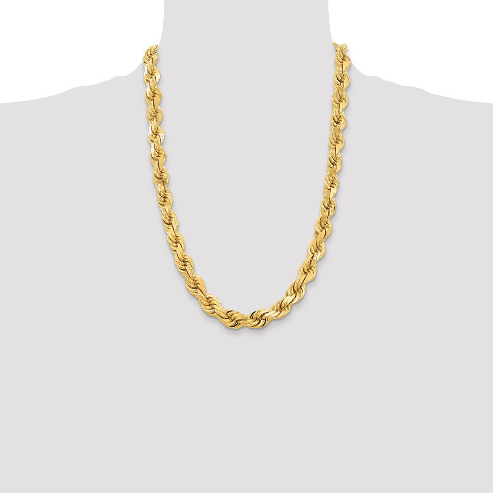 14k Yellow Gold 12 mm Diamond-cut Rope with Fancy Lobster Clasp Chain (226.25 grams)
