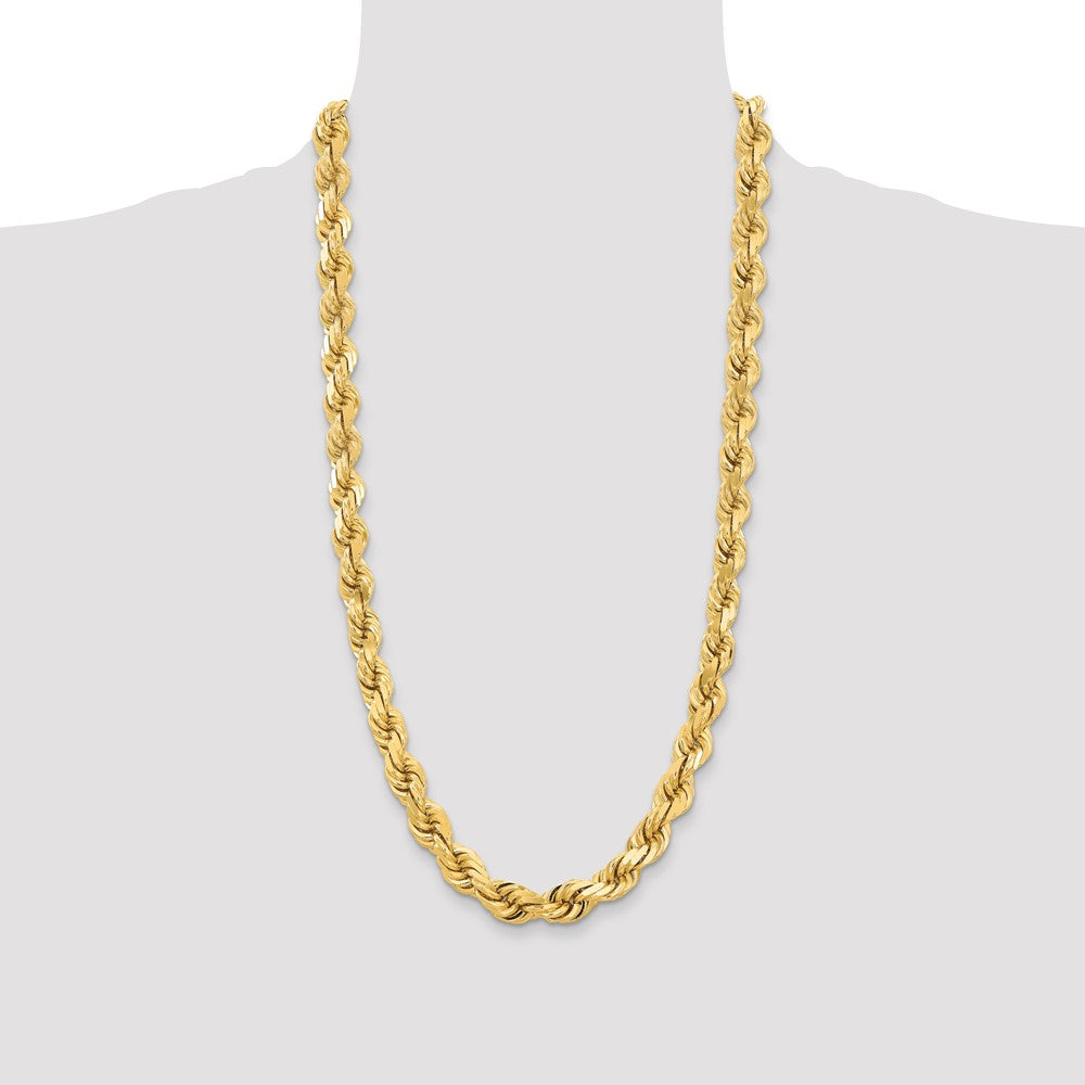 14k Yellow Gold 12 mm Diamond-cut Rope with Fancy Lobster Clasp Chain (226.25 grams)