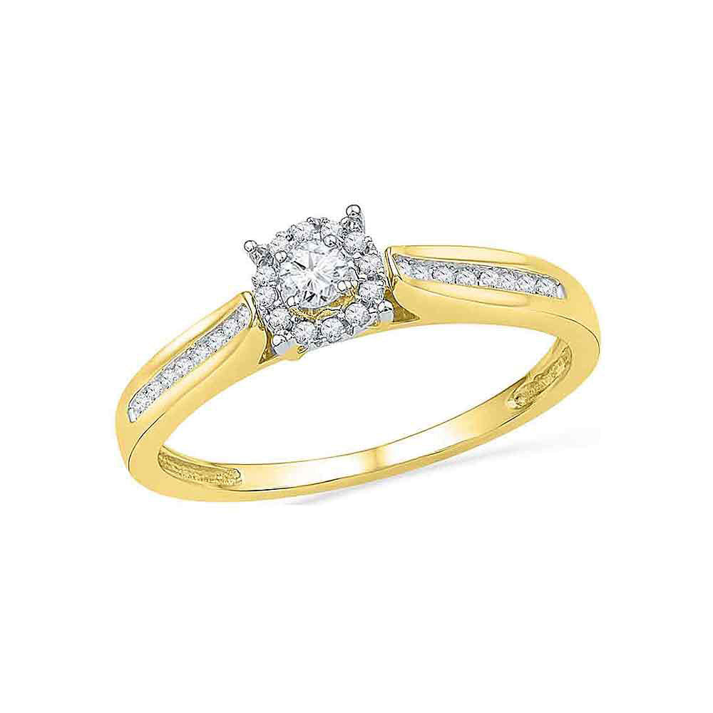 Gold Solitaire Bridal Wedding Engagement Ring 1/6 Cttw Round Natural Diamond Womens (2.01 grams)