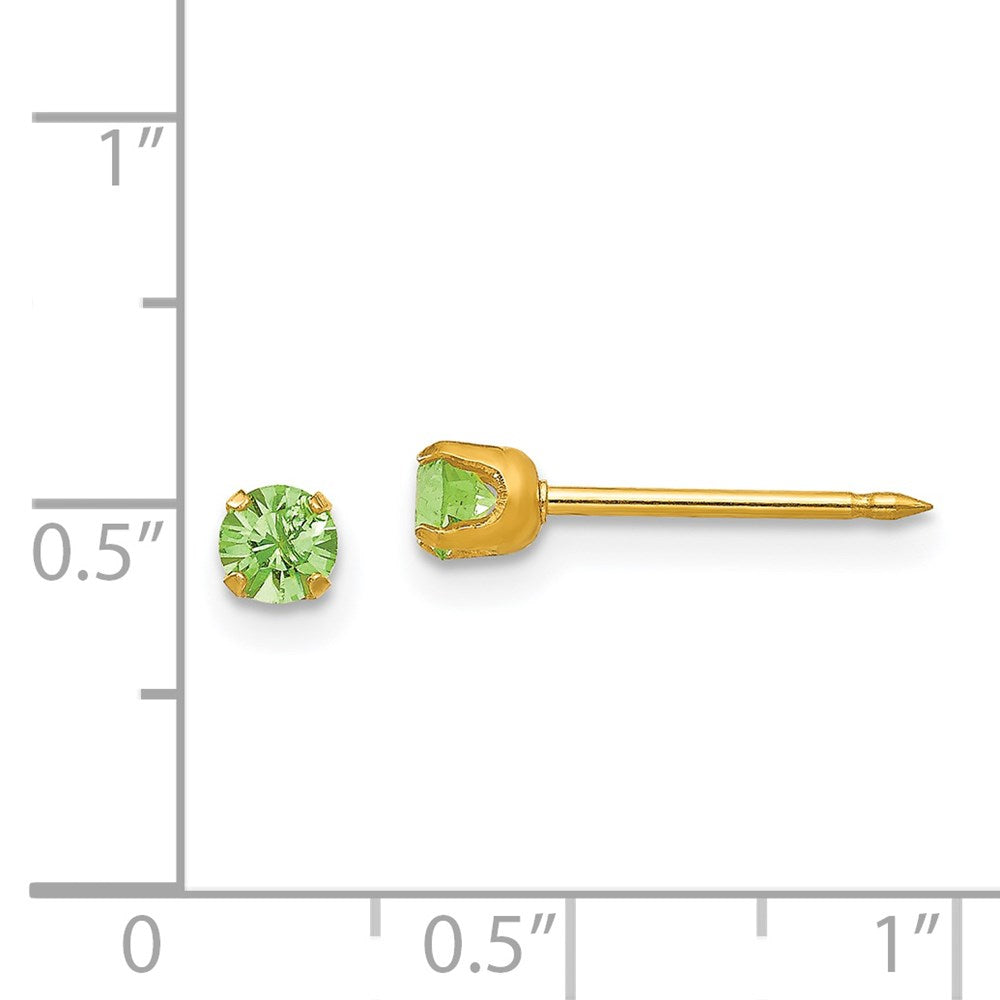 14k Yellow Gold 3 mm August Crystal Birthstone Post Earrings