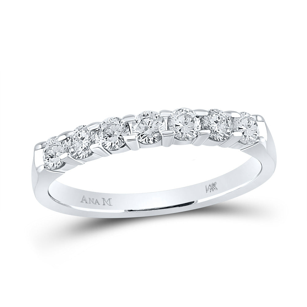 Gold Band Wedding Band 1/2 Cttw Round Natural Diamond Womens (2.33 grams)