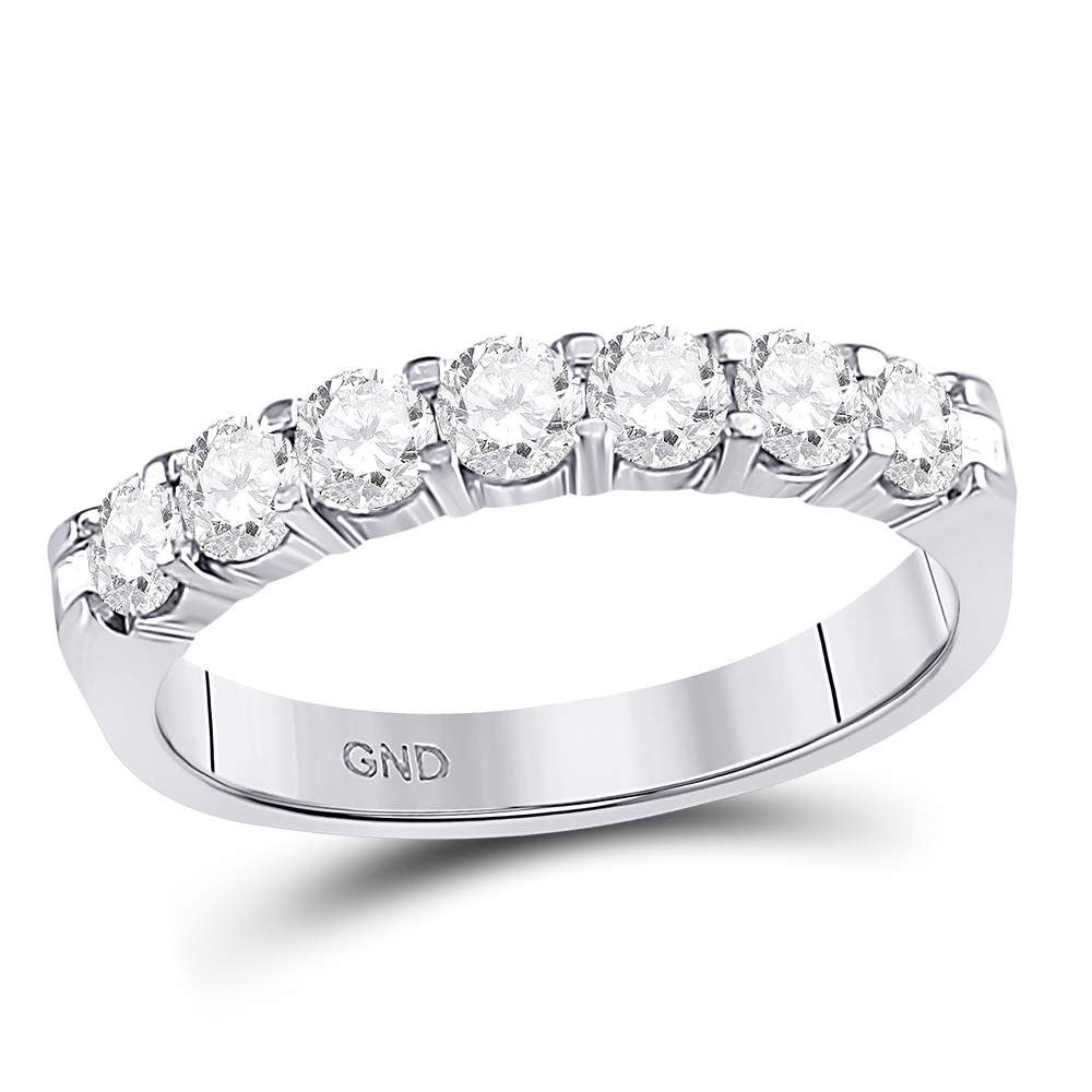 Gold Single Row Comfort Band Wedding Band 3/4 Cttw Round Natural Diamond Womens (3.06 grams)