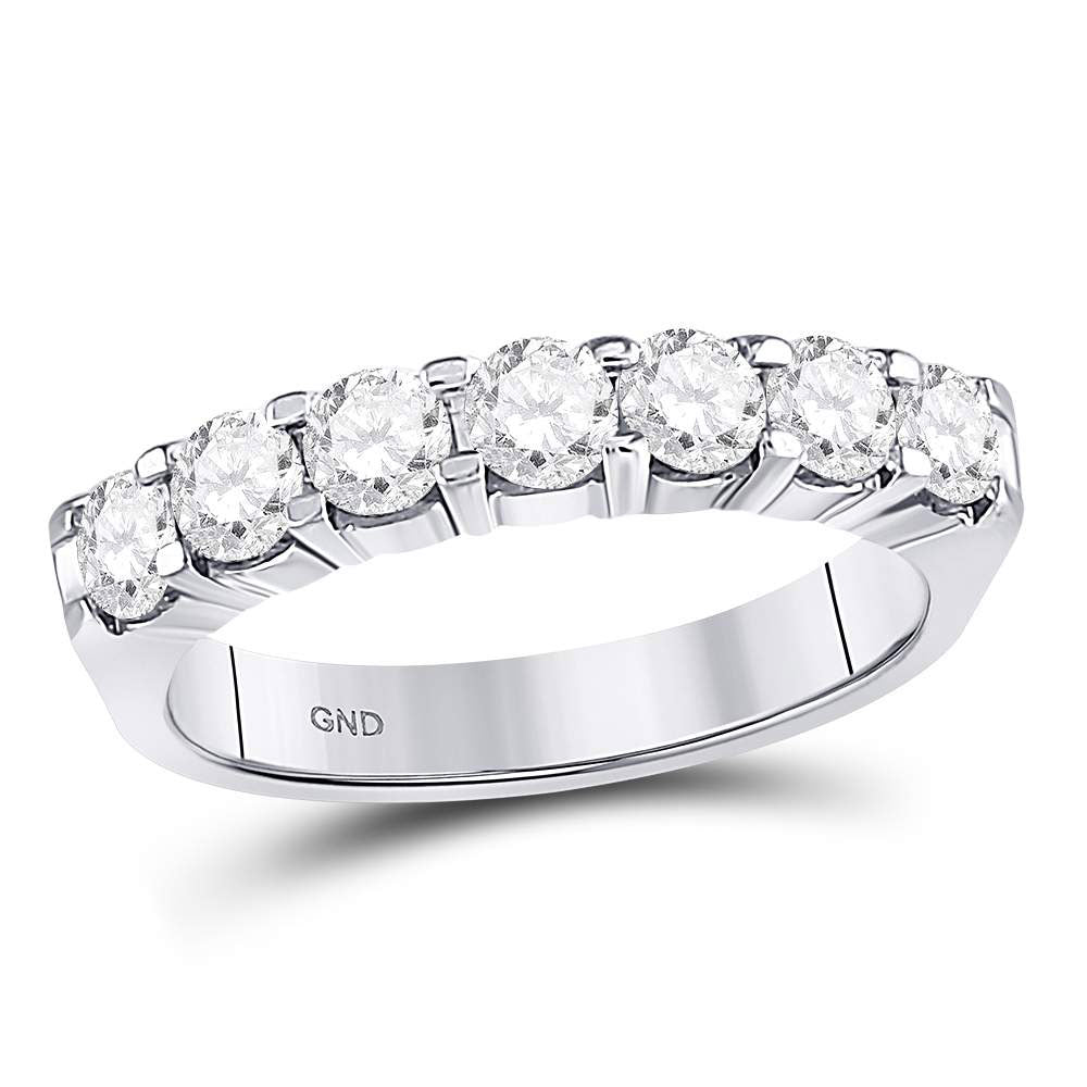 Gold Single Row Comfort Band Wedding Band 1 Cttw Round Natural Diamond Womens (4.07 grams)