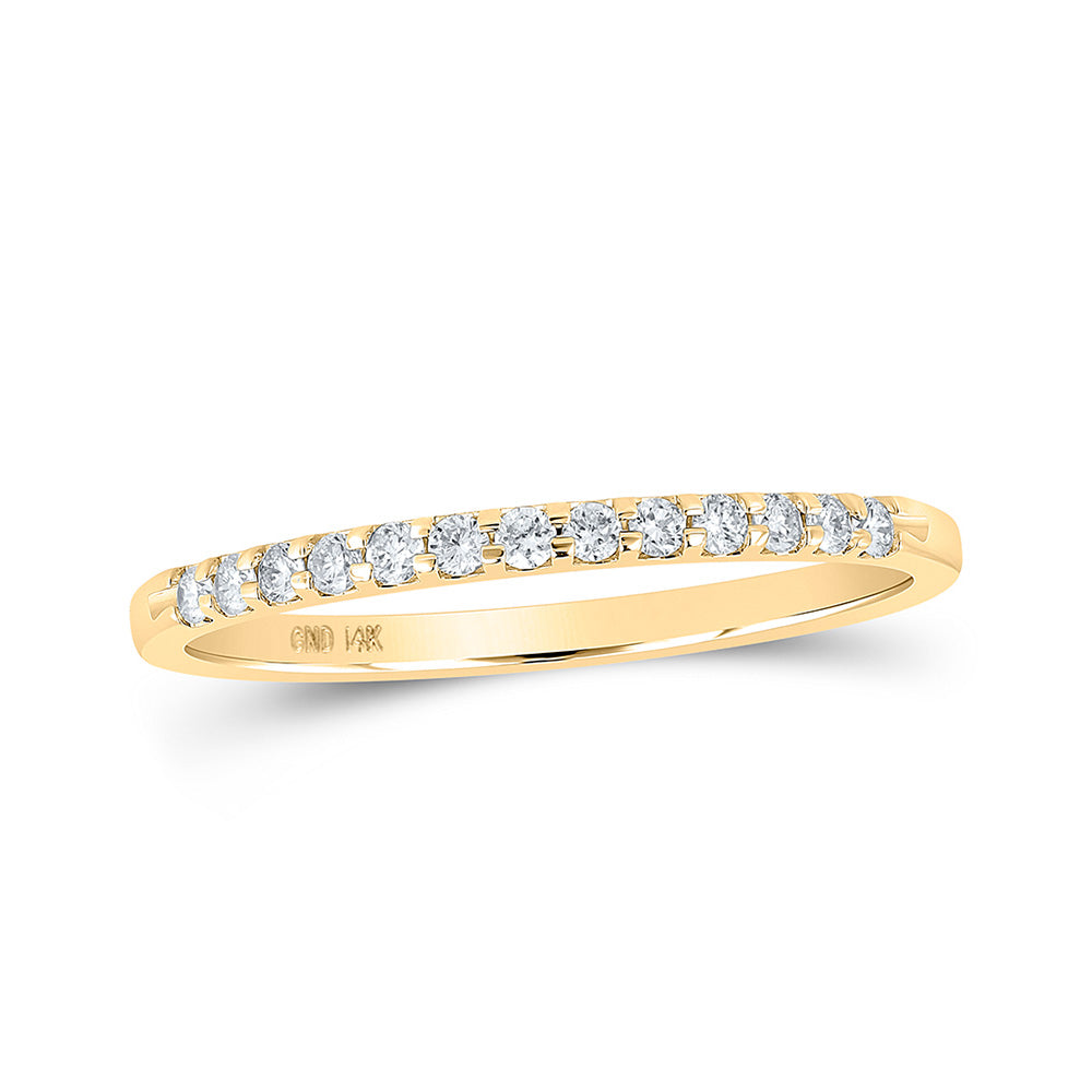 Gold Single Row Machine-set Band Wedding Band 1/6 Cttw Round Natural Diamond Womens (1.23 grams)
