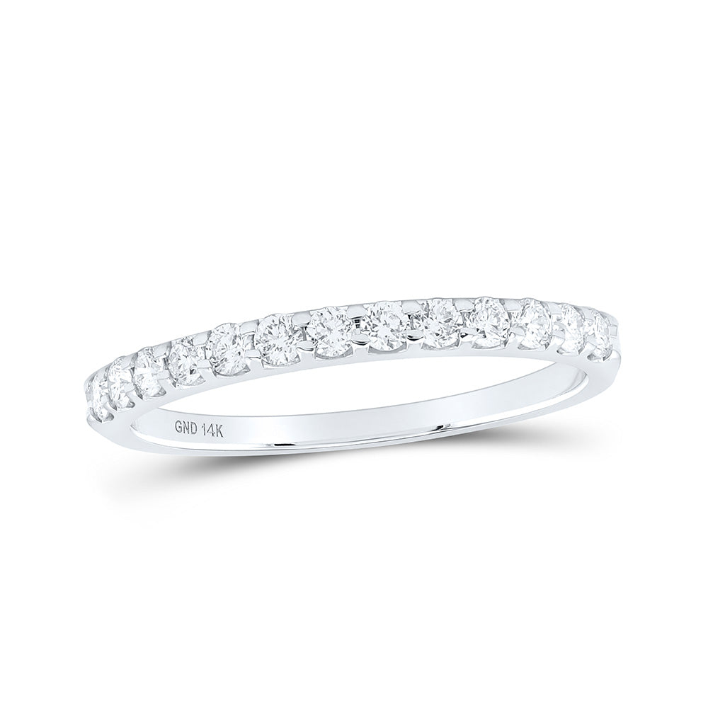 Gold Single Row Machine-set Band Wedding Band 1/4 Cttw Round Natural Diamond Womens (1.26 grams)
