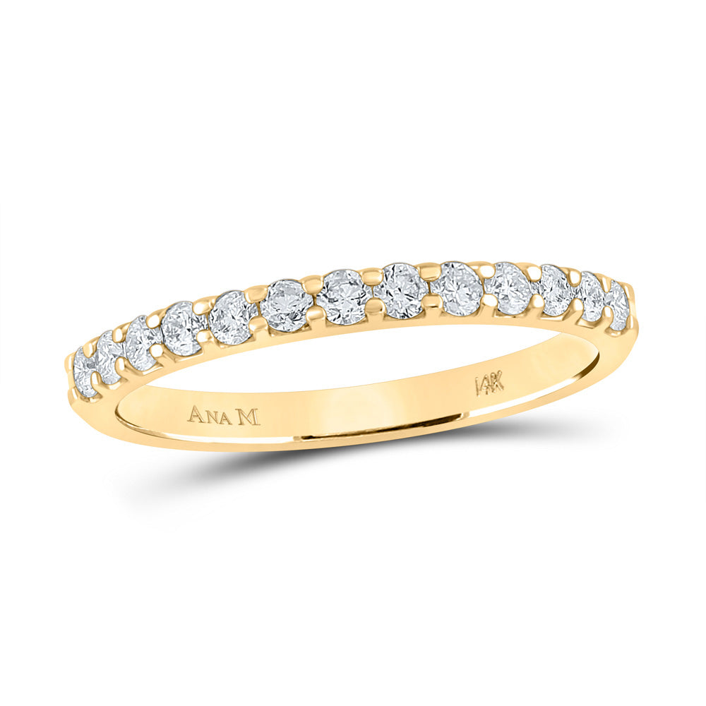 Gold Band Wedding Band 1/3 Cttw Round Natural Diamond Womens (1.71 grams)