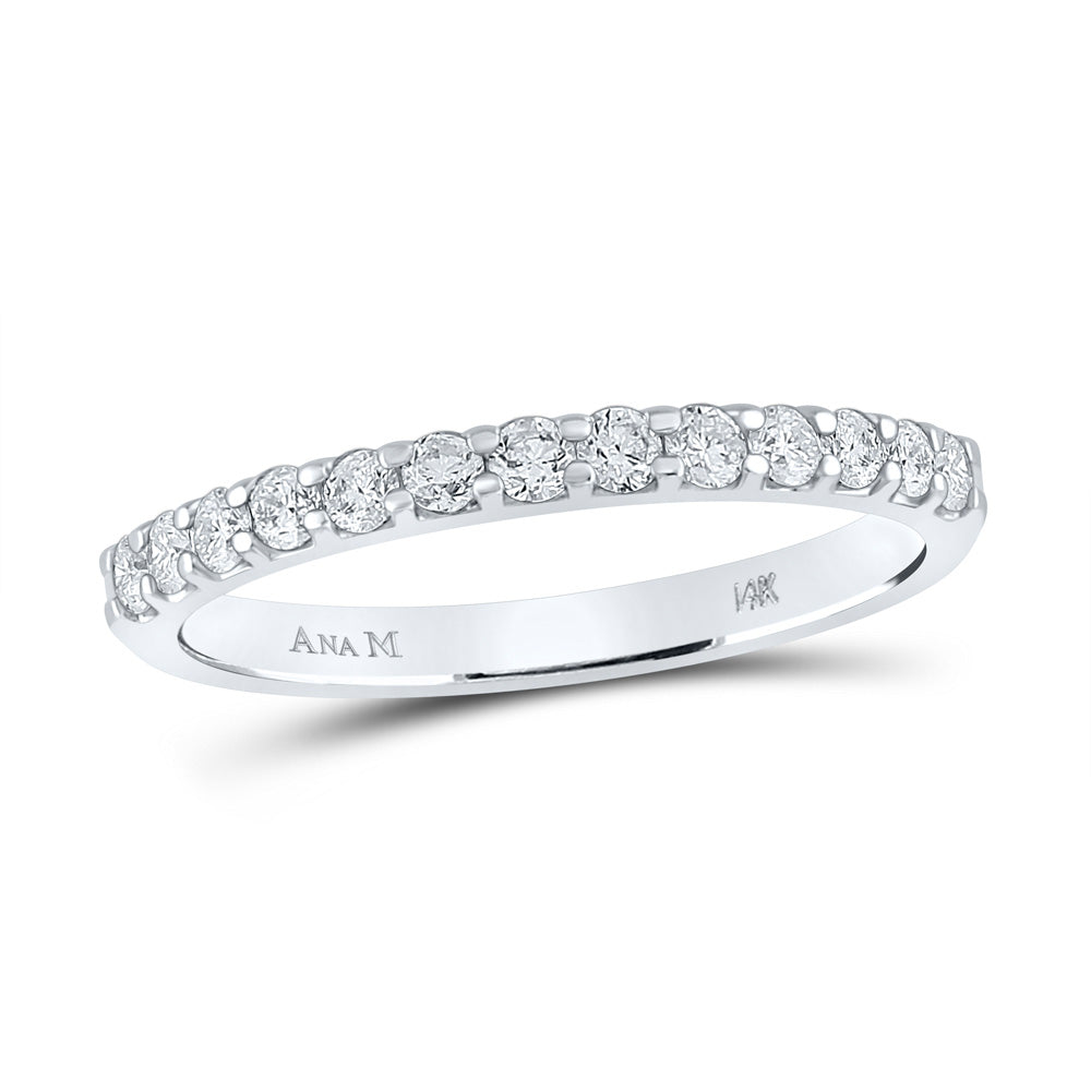 Gold Band Wedding Band 1/3 Cttw Round Natural Diamond Womens (1.71 grams)