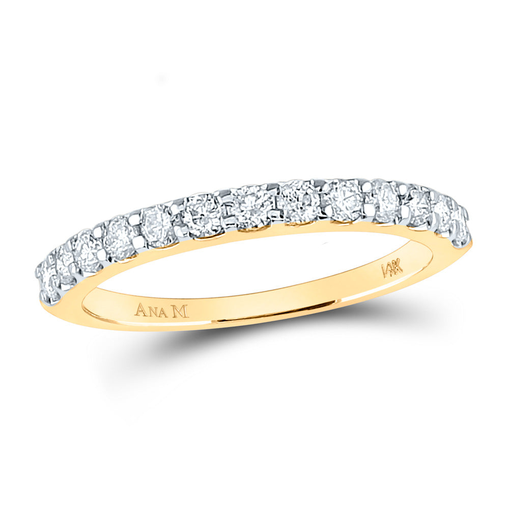 Gold Band Wedding Band 1/2 Cttw Round Natural Diamond Womens (1.89 grams)