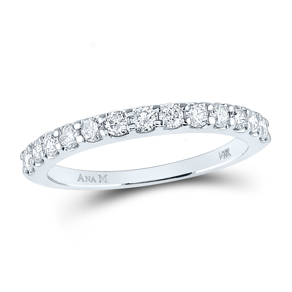 Gold Band Wedding Band 1/2 Cttw Round Natural Diamond Womens (1.89 grams)