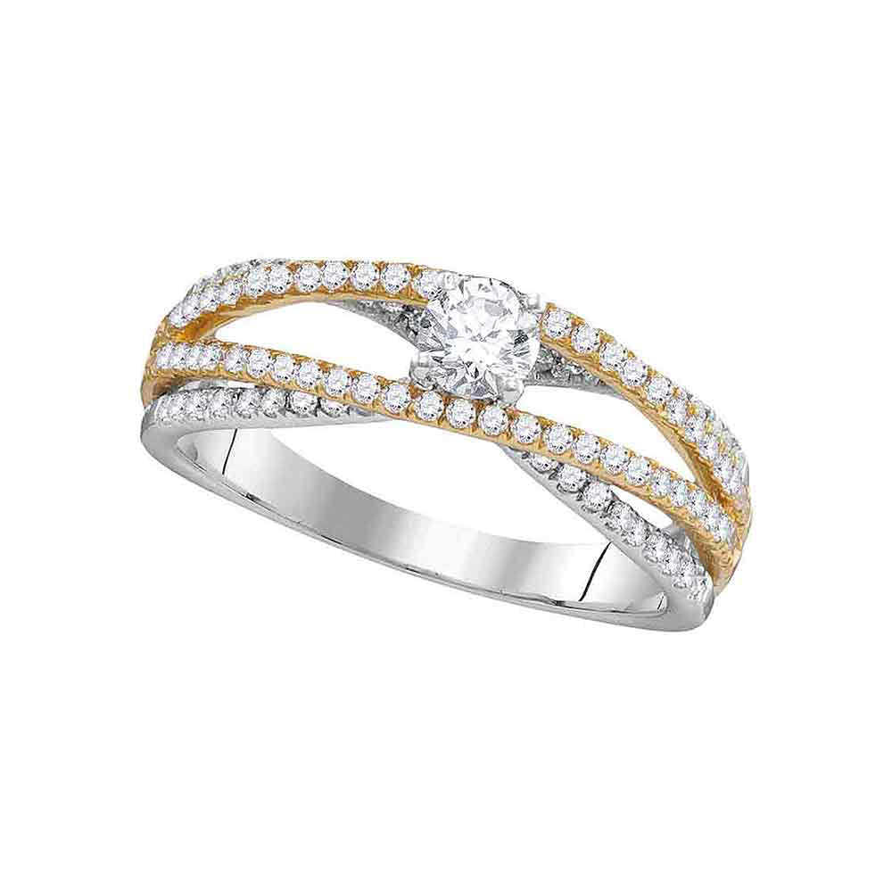 Gold 2-tone Solitaire Bridal Wedding Engagement Ring 3/4 Cttw Round Natural Diamond Womens (2.89 grams)