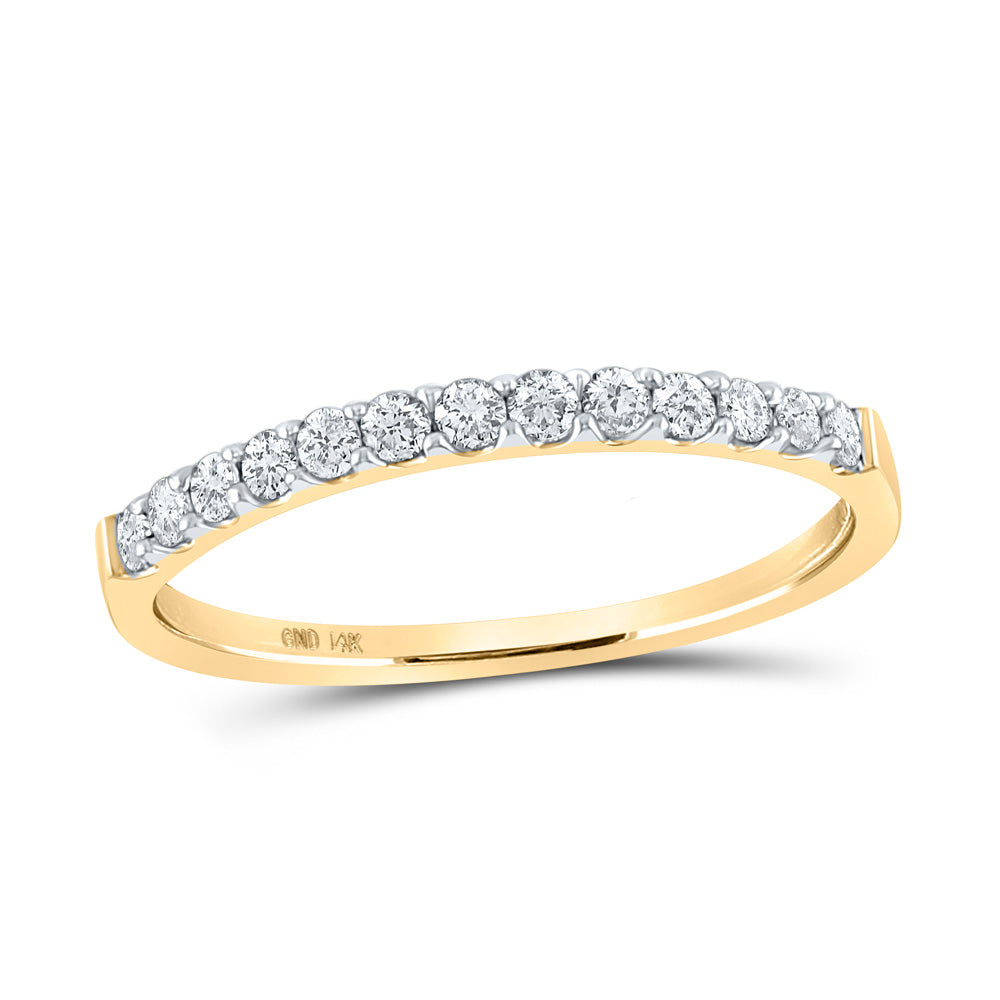 Gold Band Wedding Band 1/4 Cttw Round Natural Diamond Womens (1.22 grams)