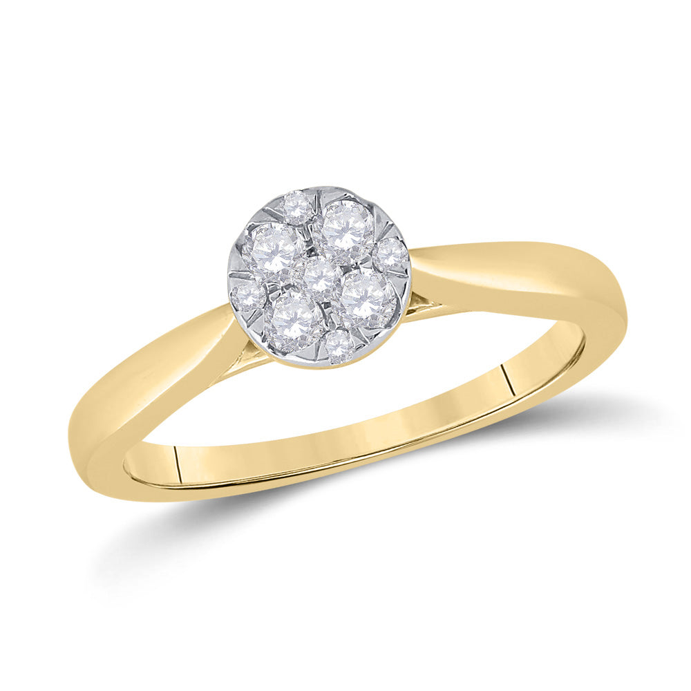 Gold Larissa Cluster Bridal Wedding Engagement Ring 1/4 Cttw Round Natural Diamond Womens