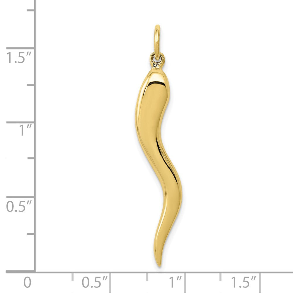 10k Yellow Gold 5 mm Large Italian Horn Charm (3.59 grams)