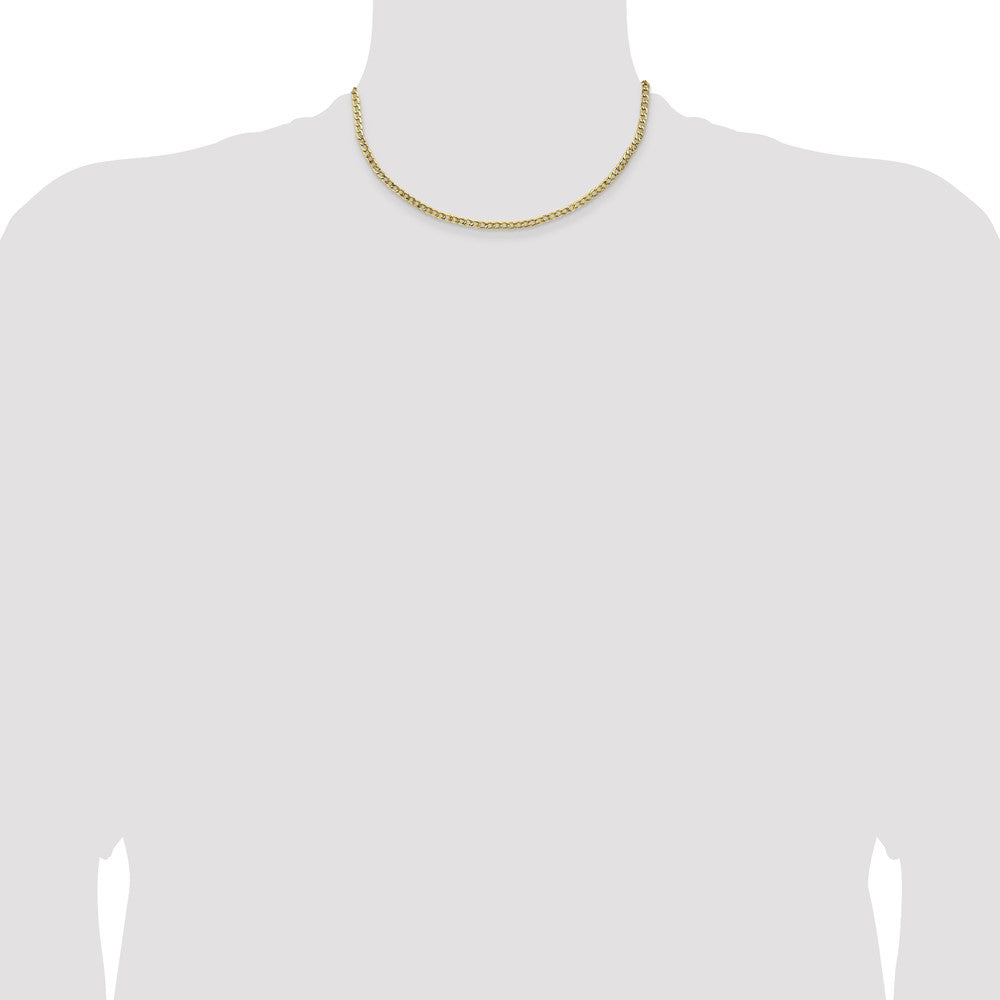 10k Yellow Gold 3.35 mm Semi-Solid Curb Link Chain (2.88 grams)