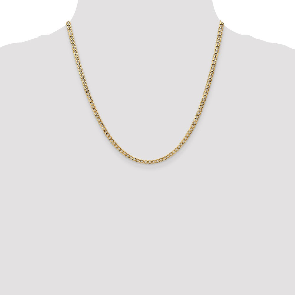 10k Yellow Gold 3.35 mm Semi-Solid Curb Link Chain (2.88 grams)