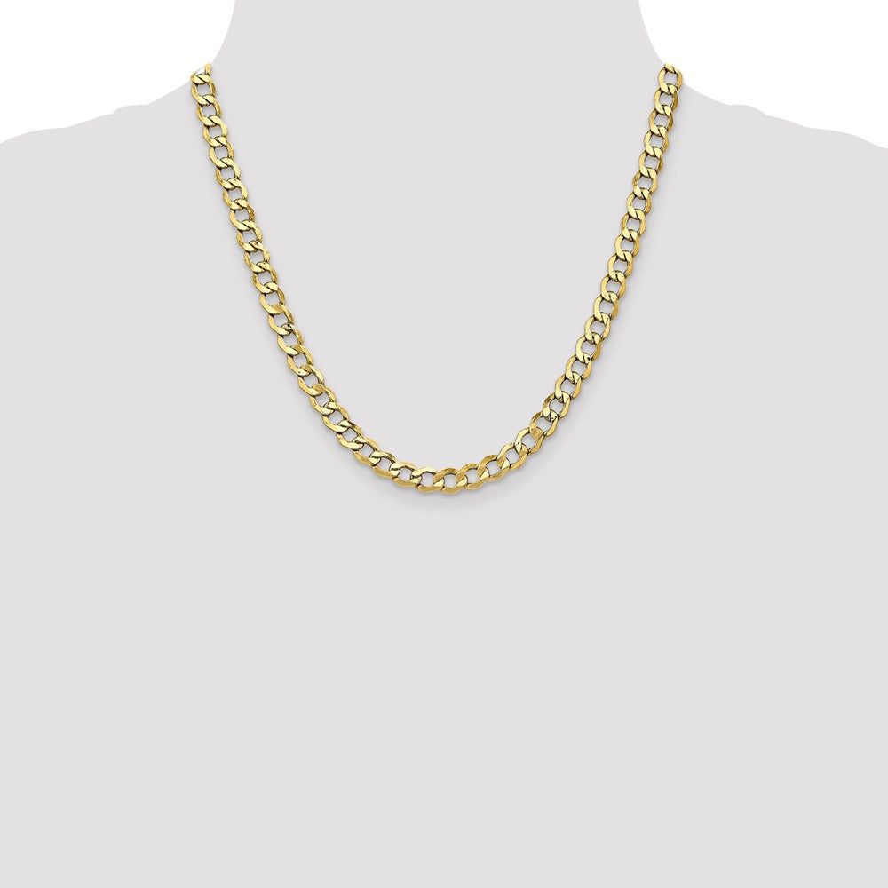 10k Yellow Gold 6.5 mm Semi-Solid Curb Link Chain