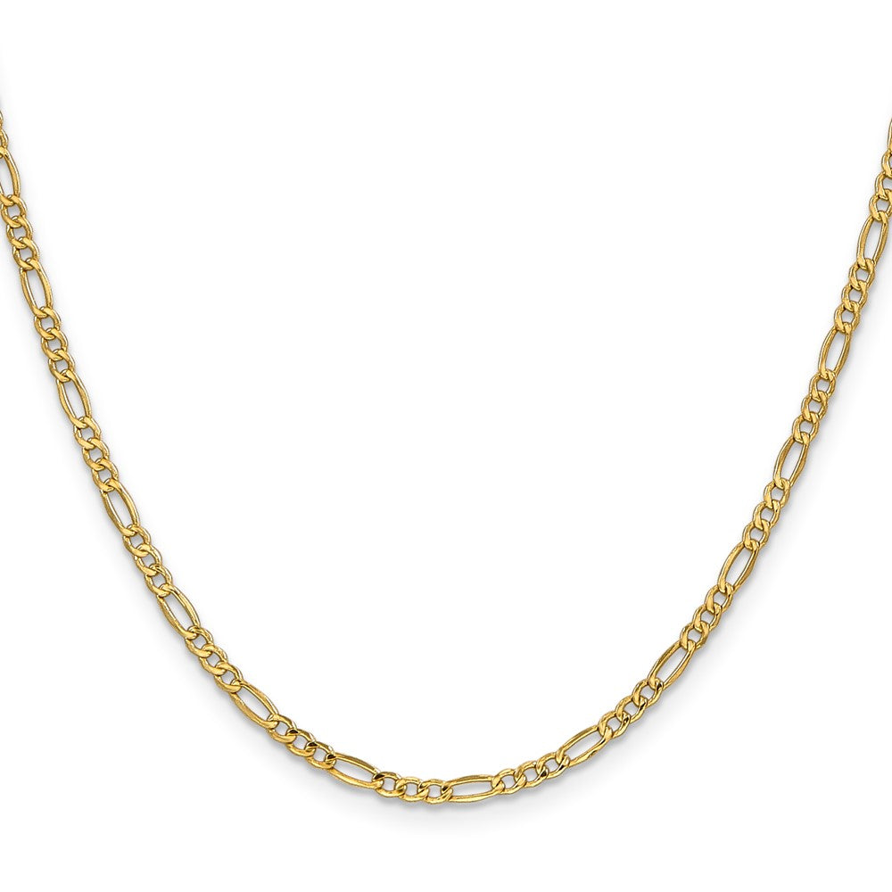 10k Yellow Gold 2.5 mm Semi-Solid Figaro Chain (1.67 grams)