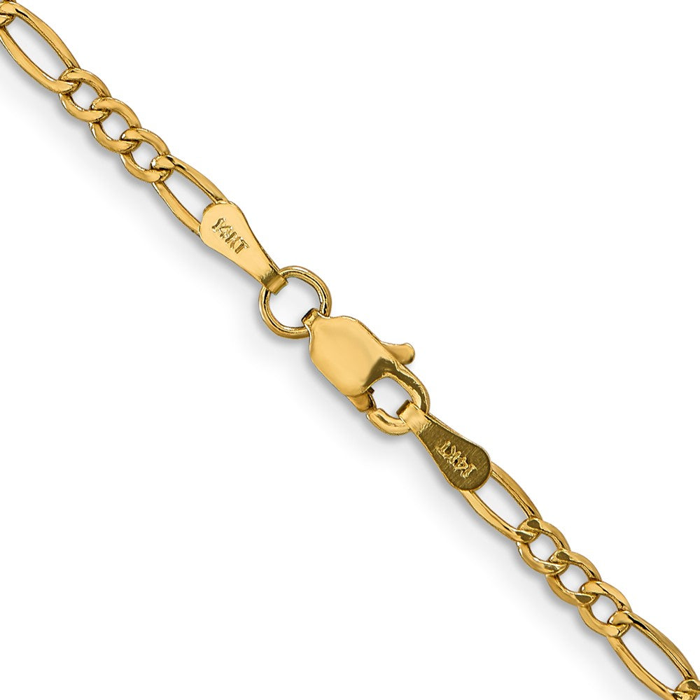 10k Yellow Gold 2.5 mm Semi-Solid Figaro Chain