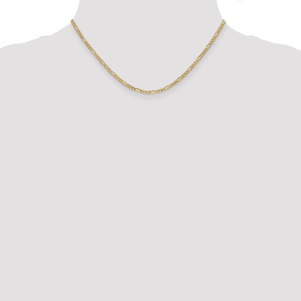 10k Yellow Gold 2.5 mm Semi-Solid Figaro Chain (1.67 grams)