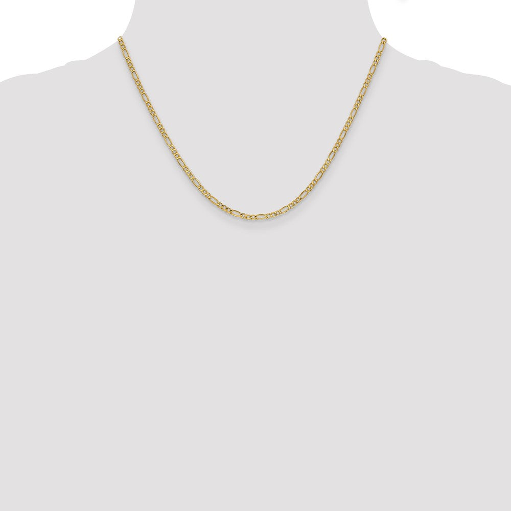 10k Yellow Gold 2.5 mm Semi-Solid Figaro Chain (1.67 grams)