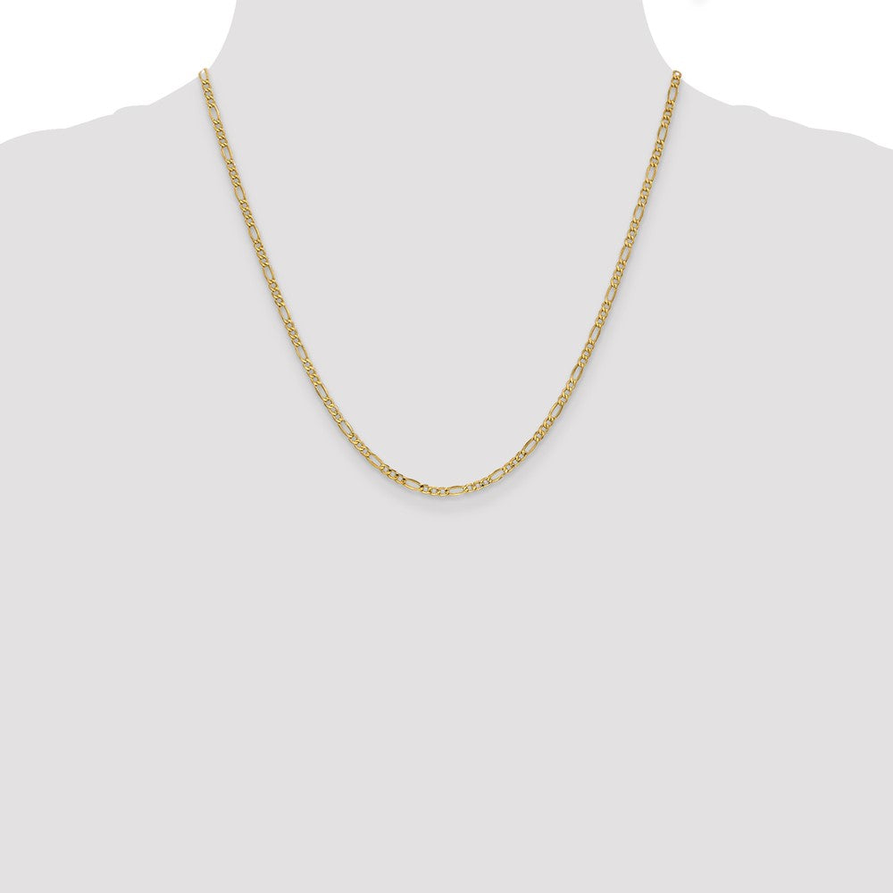 10k Yellow Gold 2.5 mm Semi-Solid Figaro Chain (1.67 grams)