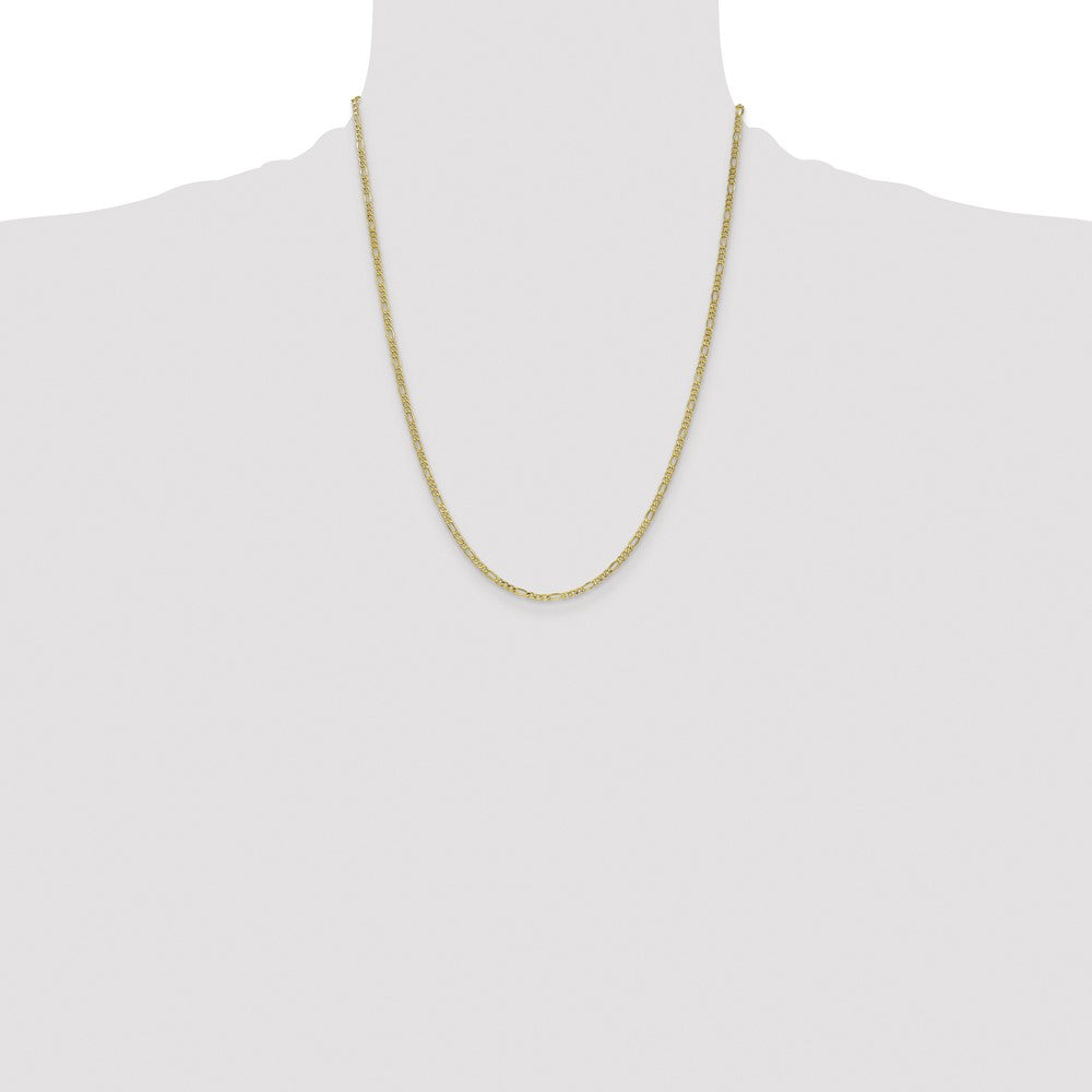 10k Yellow Gold 2.5 mm Semi-Solid Figaro Chain (1.67 grams)