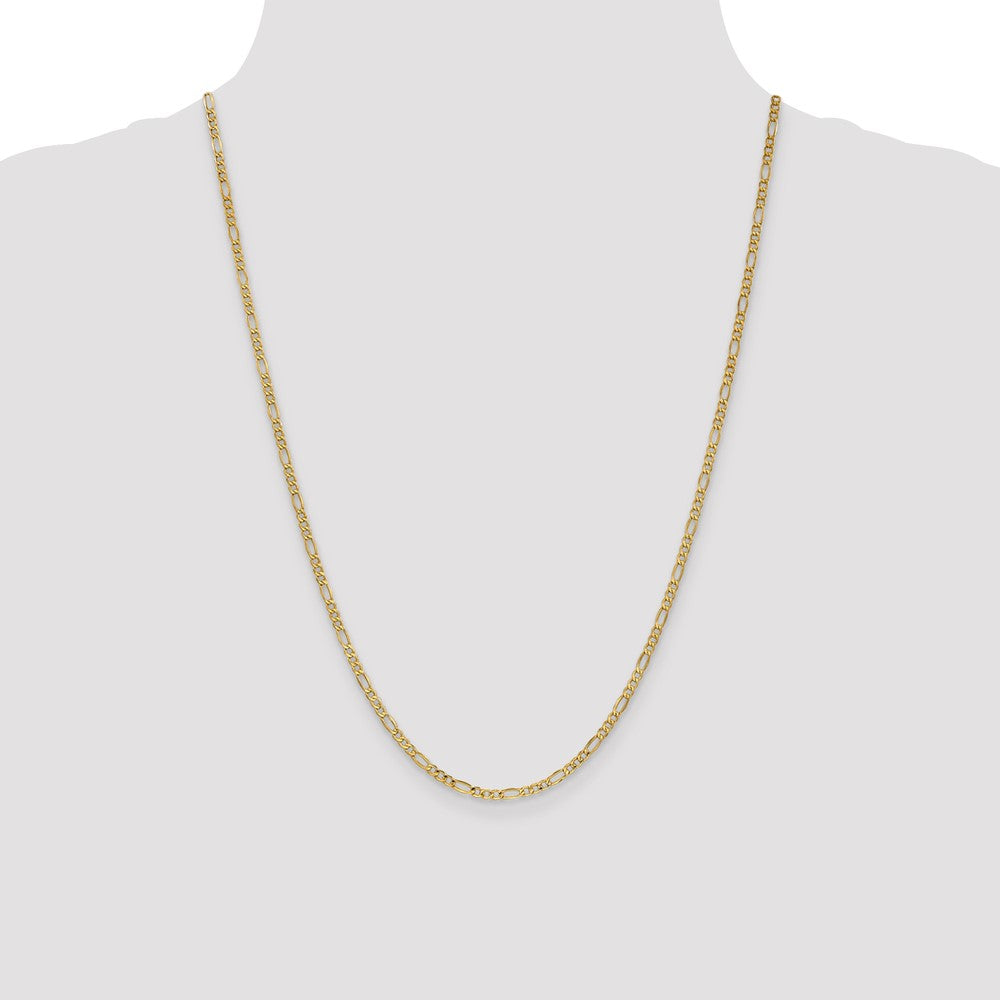 10k Yellow Gold 2.5 mm Semi-Solid Figaro Chain (1.67 grams)