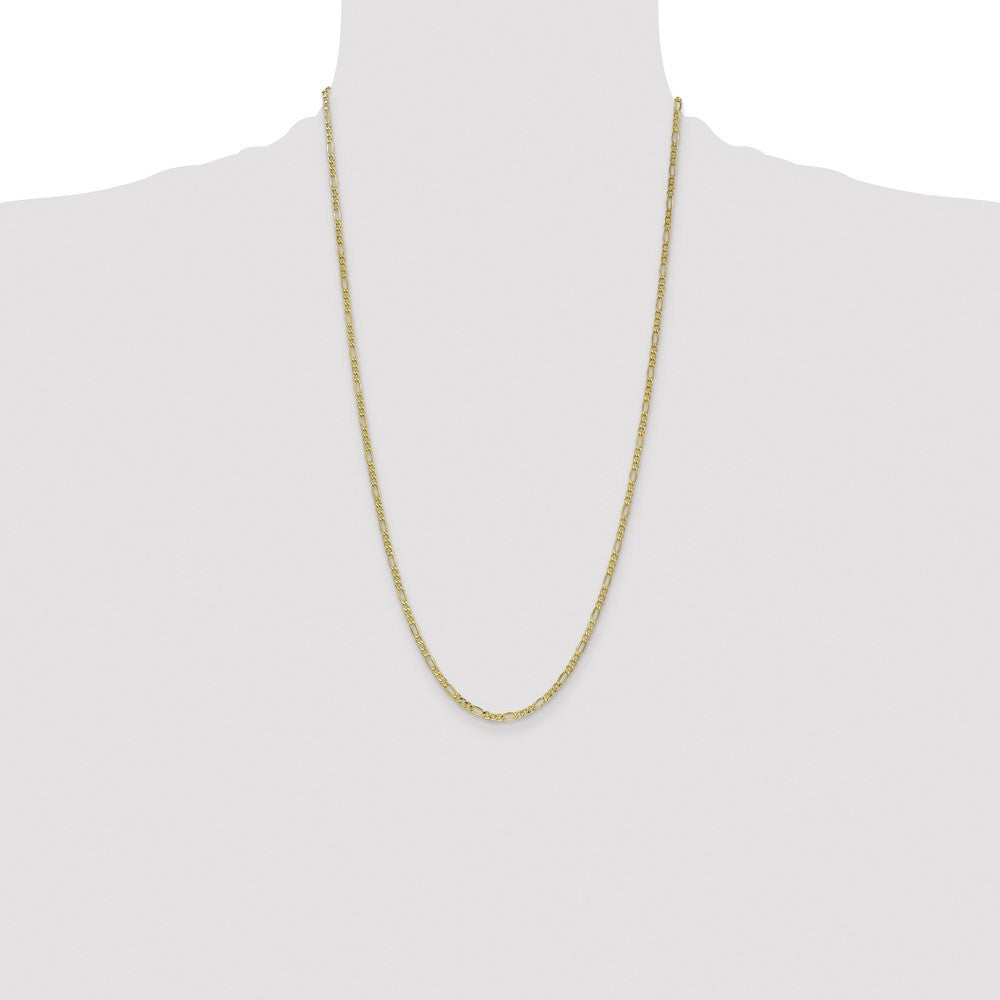10k Yellow Gold 2.5 mm Semi-Solid Figaro Chain (1.67 grams)