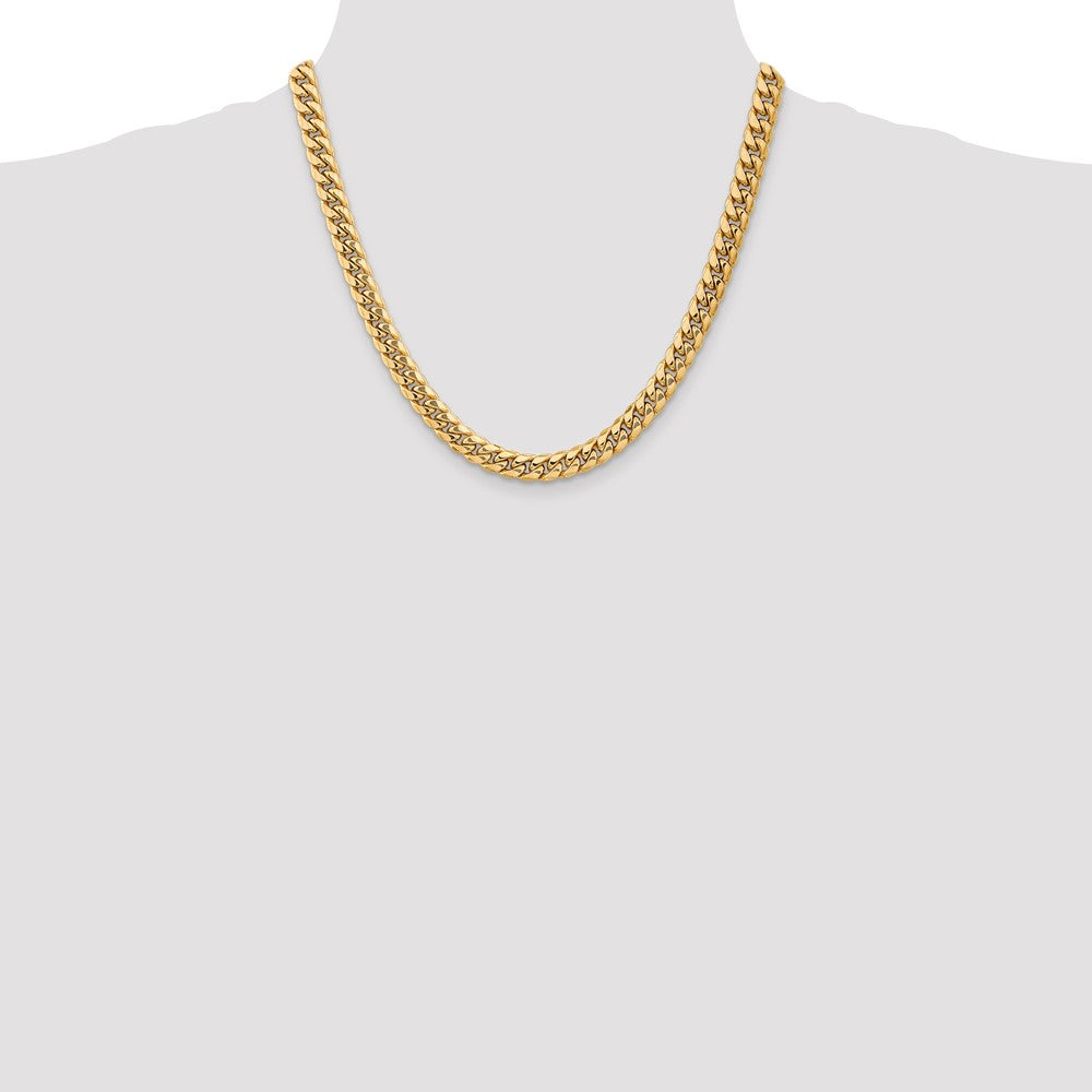 10k Yellow Gold 7.3 mm Semi-Solid Miami Cuban Chain (26.21 grams)